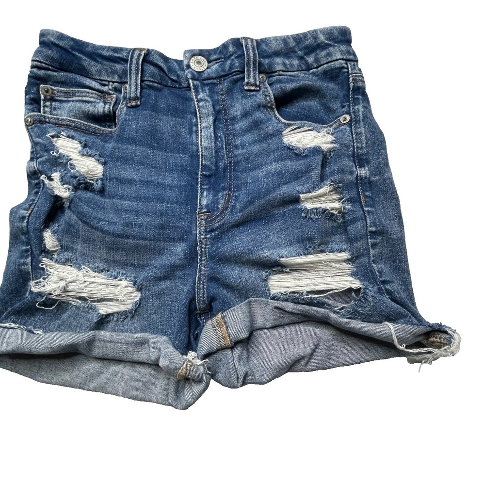 American Eagle Shorts Womens Size 8 Distressed Cuffed Denim Hi Rise Festival